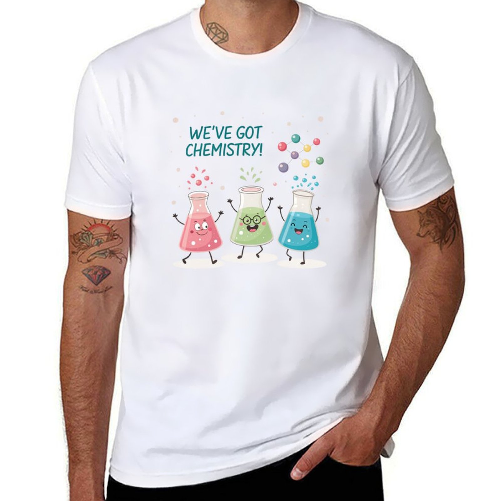 Science Buddies - Science Beaker Buddies T-Shirt, schwarzes Baumwoll-T-Shirt,
