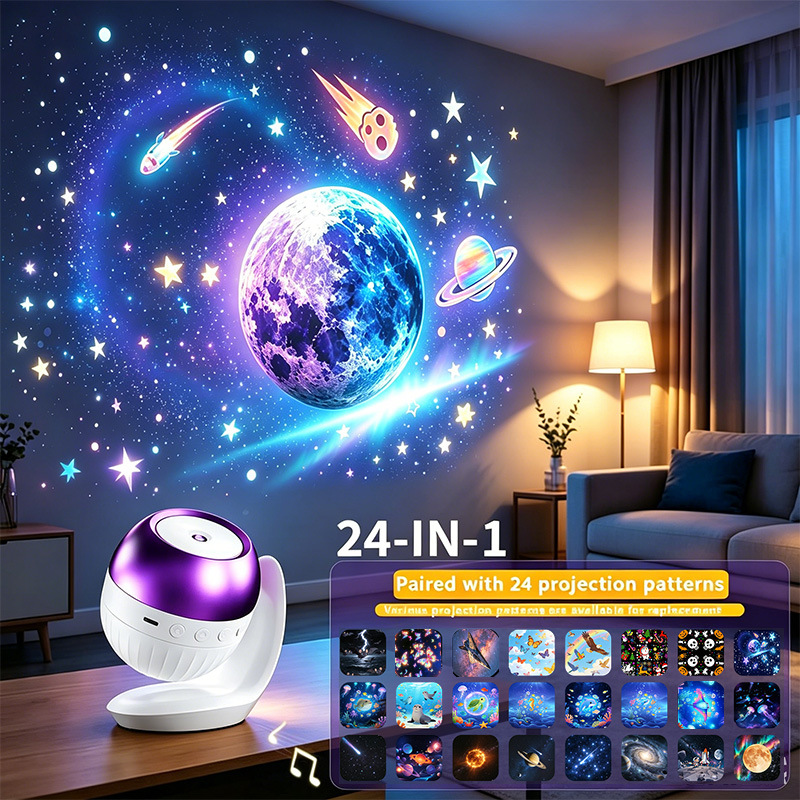 Planetarium Projector Home - 24-in-1 HD Galaxie-Stern- und Ozean-Projektor-Nachtlicht, 7
